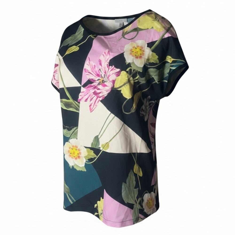 Ted Baker London Colorblock Floral Short Sleeve Top Size 2 NWT MSRP $95